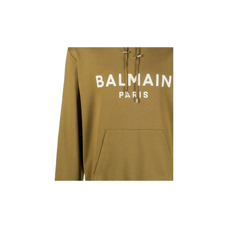 BALMAIN Logo Printed Drawstring Hoodie-4