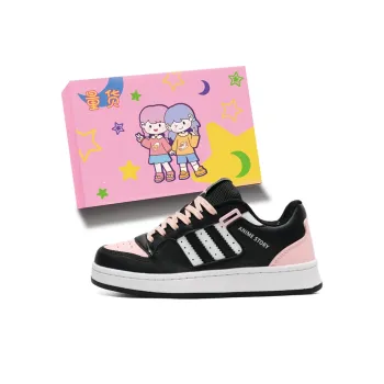 LIANGHUO Cushioned Impact Resistance Wear Resistant Breathable Low Top Skateboard Shoes Women's Black Pink