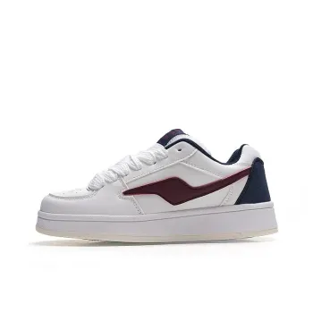 CHERRY&KALIKA Anti Slip And Wear Resistant Lightweight Height Increasing Low Top Skateboard Shoes Unisex White Burgundy