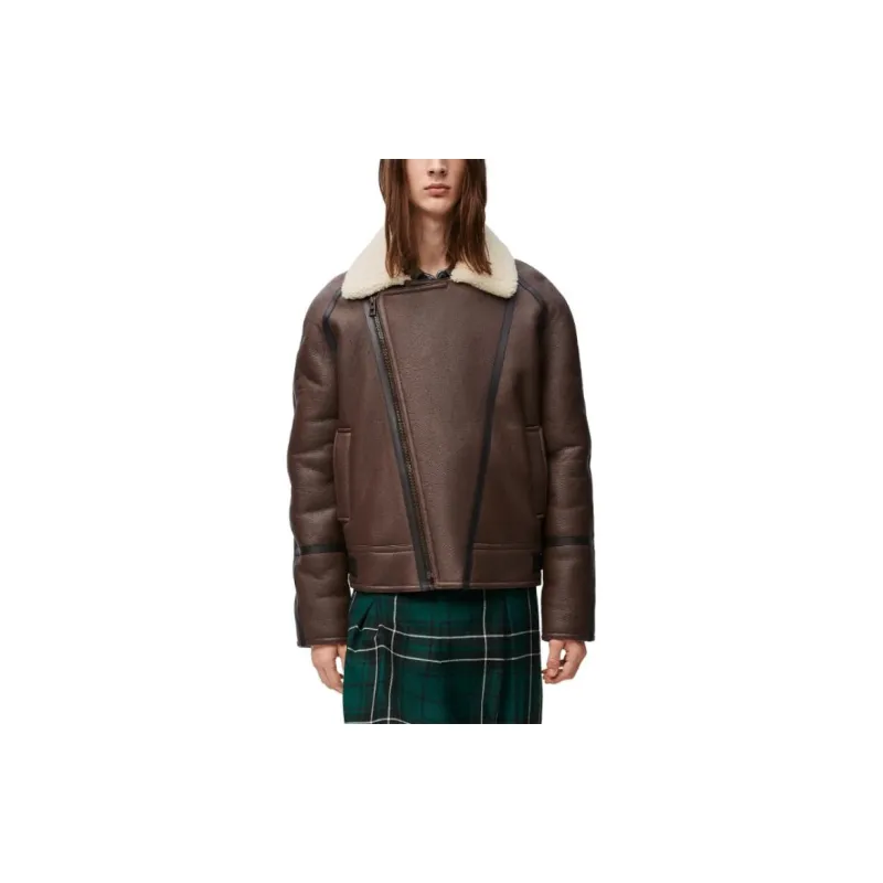 LOEWE FW24 Leather Jacket Men's Brown-1