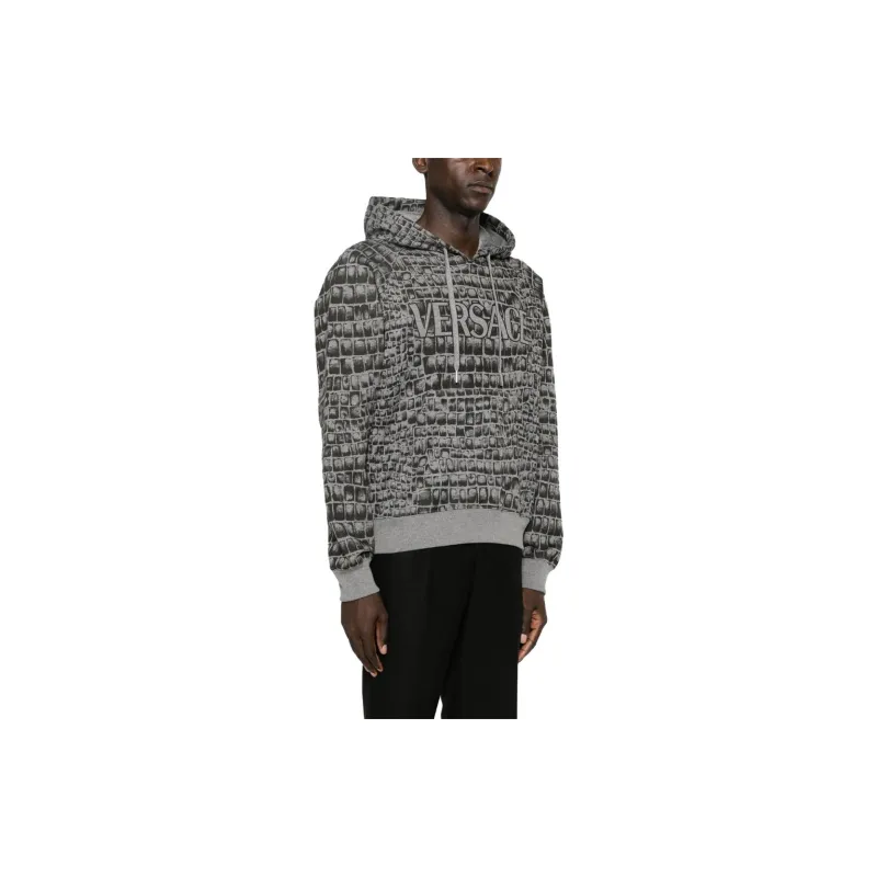VERSACE Coccodrillo print Cotton Hoodie-3