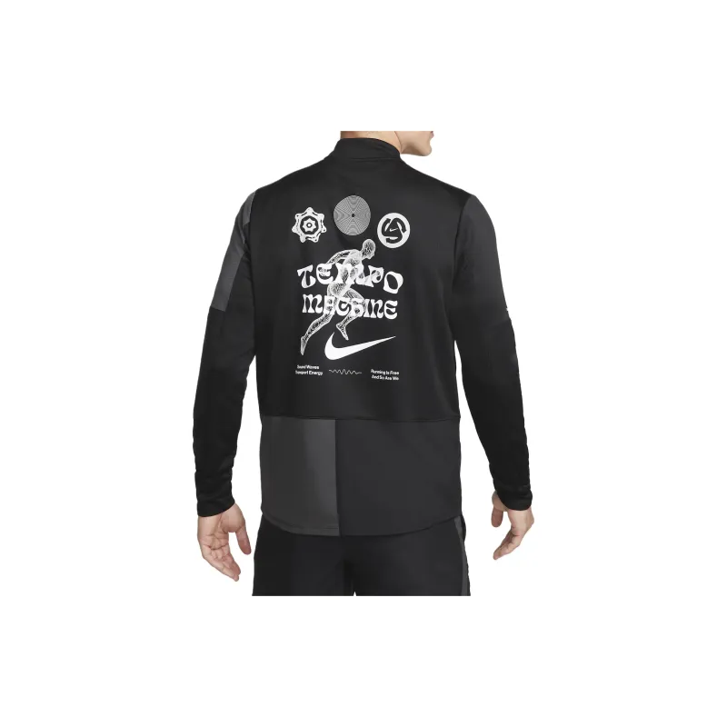 Nike Dri-FIT Wild Run Element 1/2-Zip Graphic Running Top Workout Clothing Men's Black-1