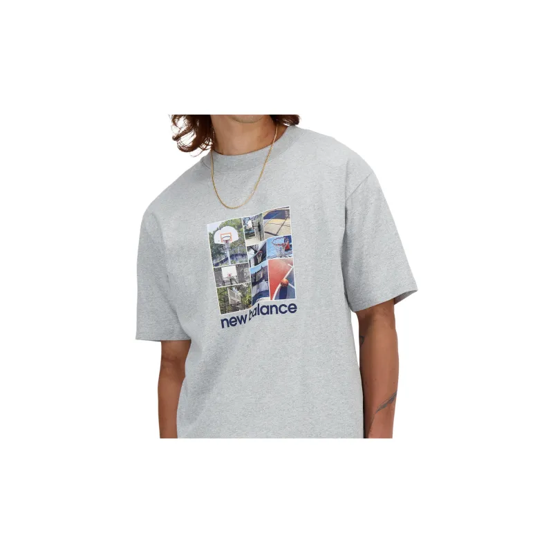 New Balance Hoops Graphic T Shirt Men's Gray-5