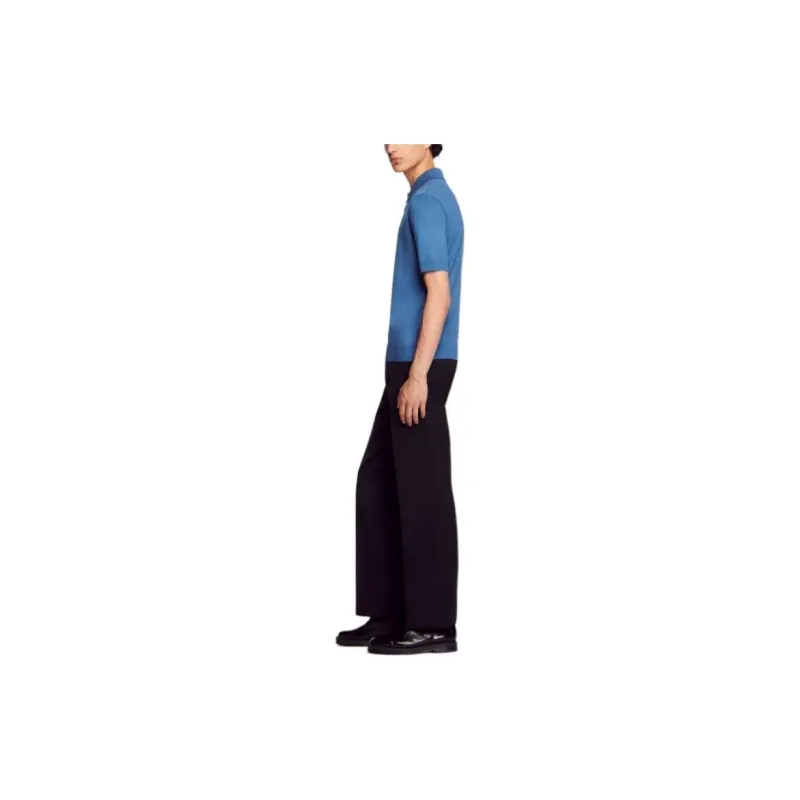 Sandro Mavi Polo Yaka T-shirt Polo Shirt Men's Blue-4