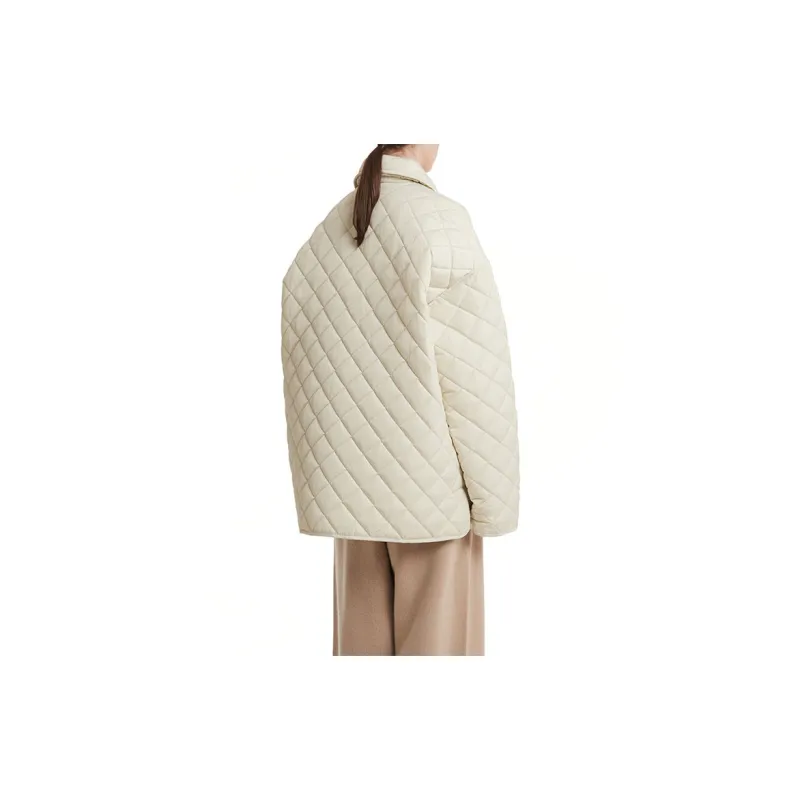 TRUNKPROJECT Solid Color Lapel Loose Fit Puffer Jacket Unisex Ivory-2
