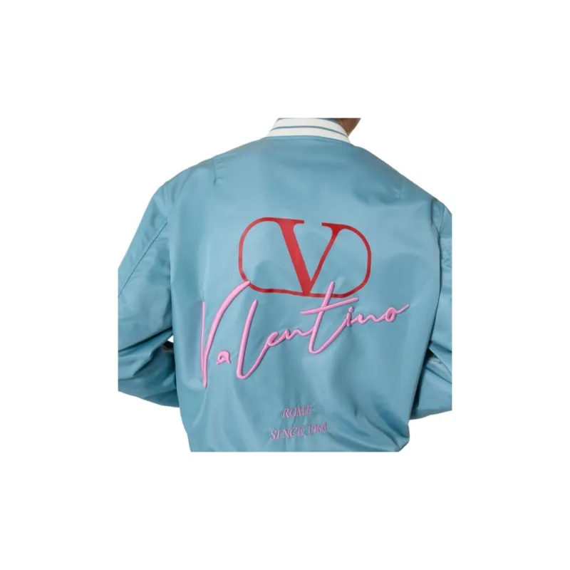 Valentino Logo Embroidered Zip Up Bomber Jacket-4
