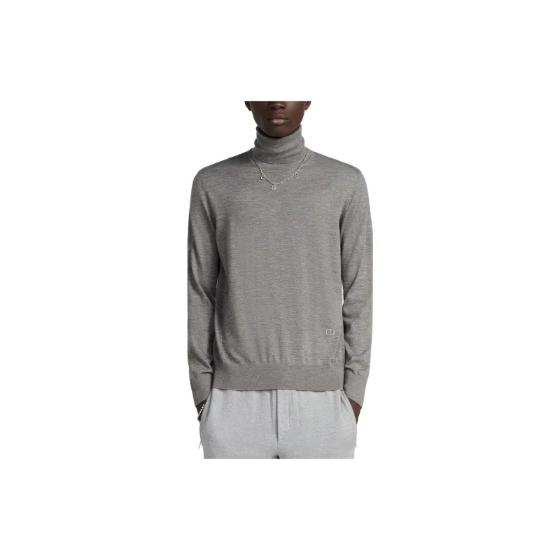 DIOR FW23 Cd Icon Turtleneck Sweater Sweatshirt Unisex Gray-3