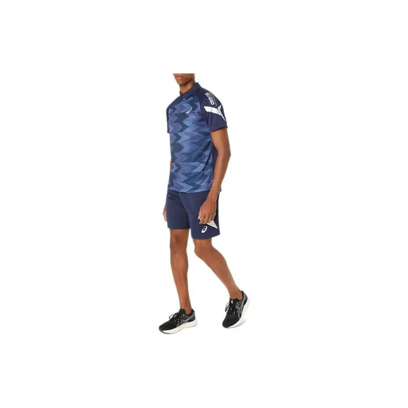 Asics A I M Dry Graphic Down Polo Shirt Polo Shirt Unisex Midnight Blue-5