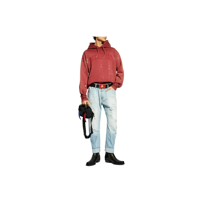 DSQUARED 2 Paint Splatter Detailed Drawstring Hoodie-1