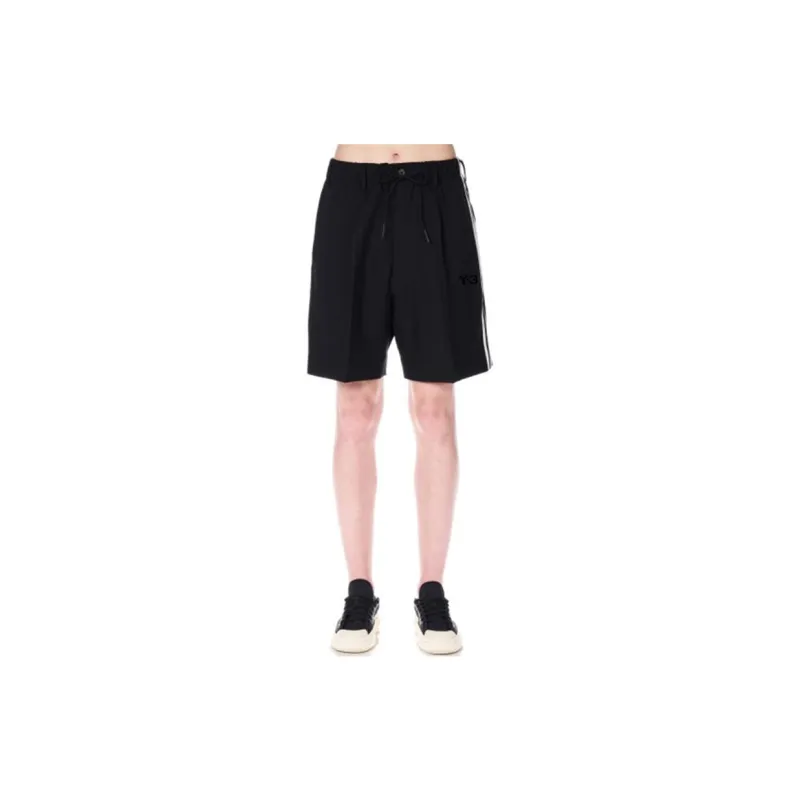 Y-3 Stripe-Detailed Knee-Length Shorts Black-2