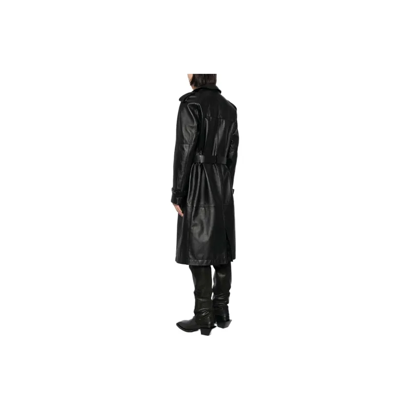 MOSCHINO Belted Leather Trench Coat-2