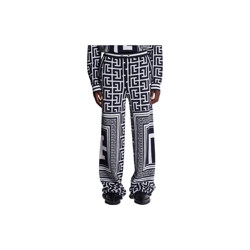 BALMAIN Monogram pattern Straight leg Trousers-3
