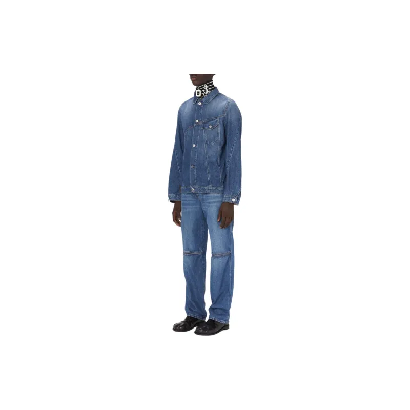 JW Anderson Logo Embroidered Twisted Denim Jacket-3
