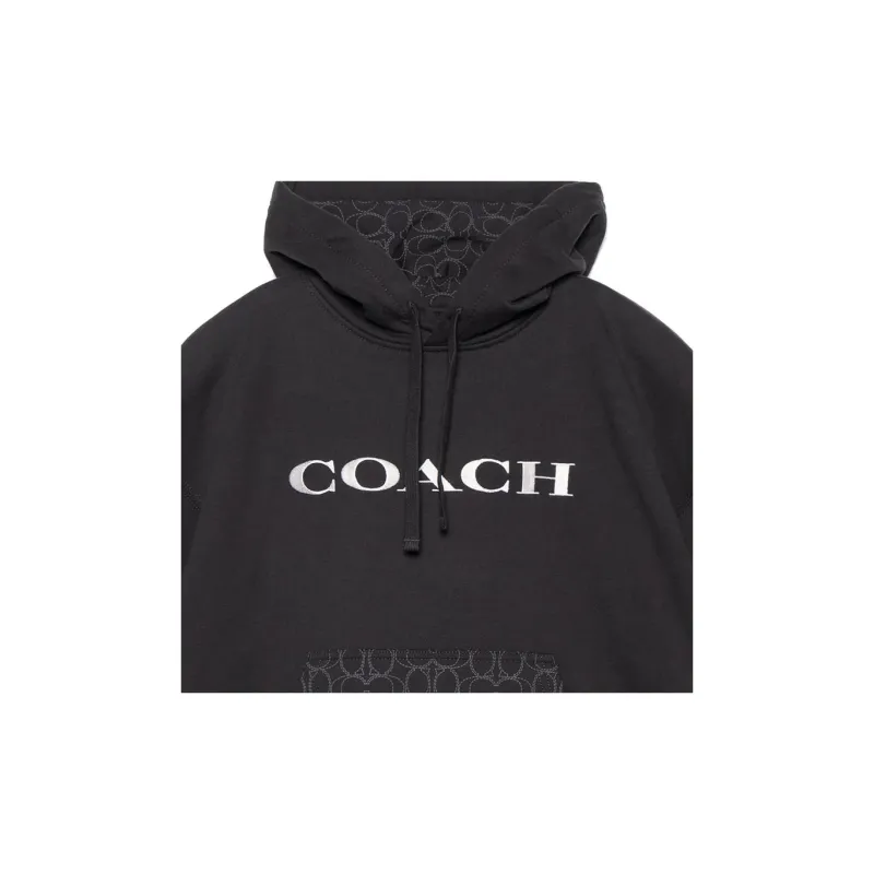 COACH Signature Men's Hooded Pullover Sweatshirt Black-6