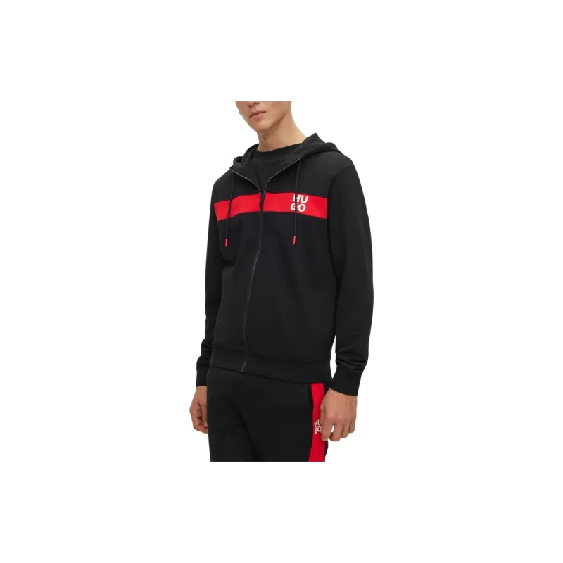 HUGO BOSS Cotton-Terry Tracksuit With Stripes And Stacked Logos Casual Sportswear Men's Black-3