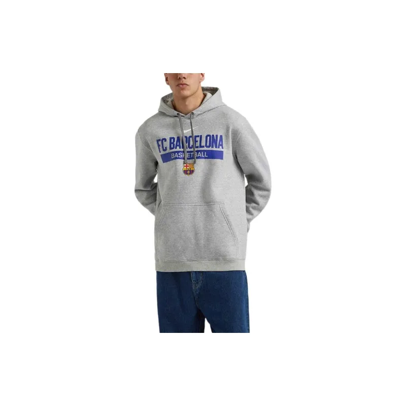 Nike F.C. Barcelona Club Fleece Sweatshirt Men's Gray-4