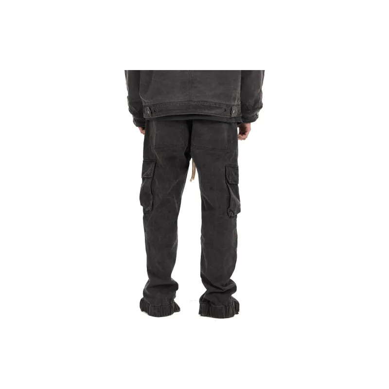 Askyurself Casual Pants Unisex Washed Black-4