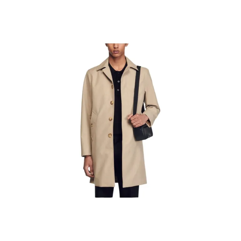 Sandro Straight-Cut Waterproof Jacket Jackets Coats Men's Light Brown-5