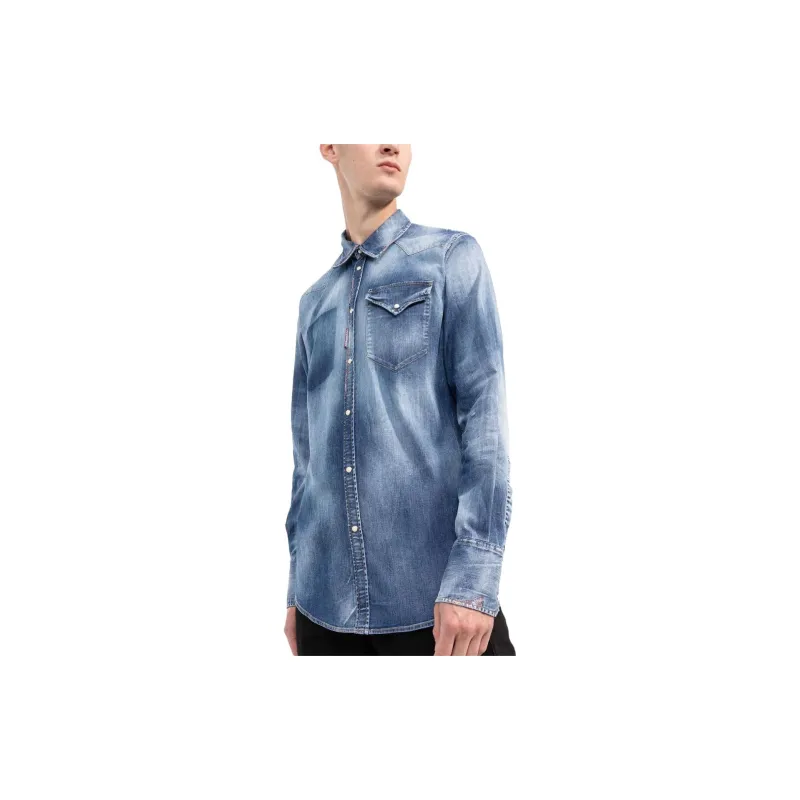 DSQUARED 2 Shirts Men Denim Blue-3