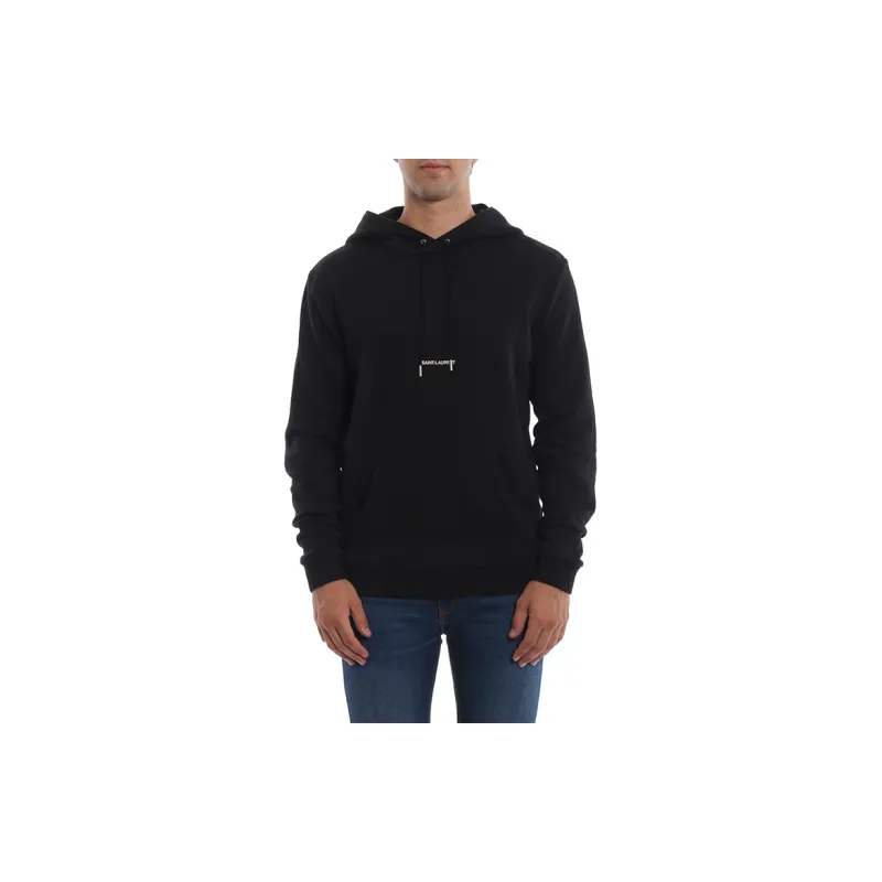 SAINT LAURENT Logo Printed Drawstring Hoodie-2