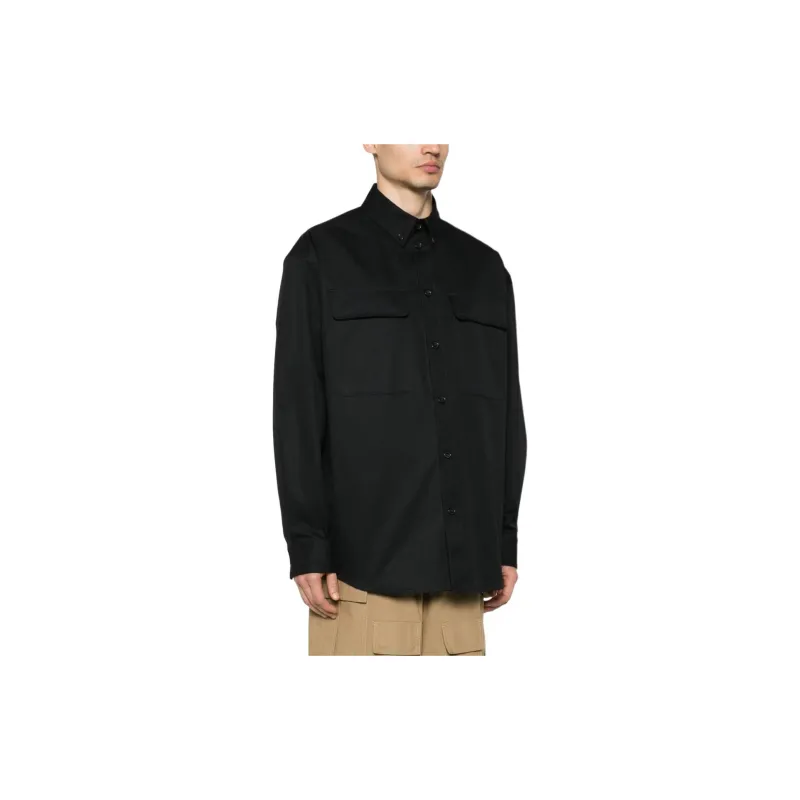 OFF WHITE Logo Embroidered Long Sleeved Shirt-4