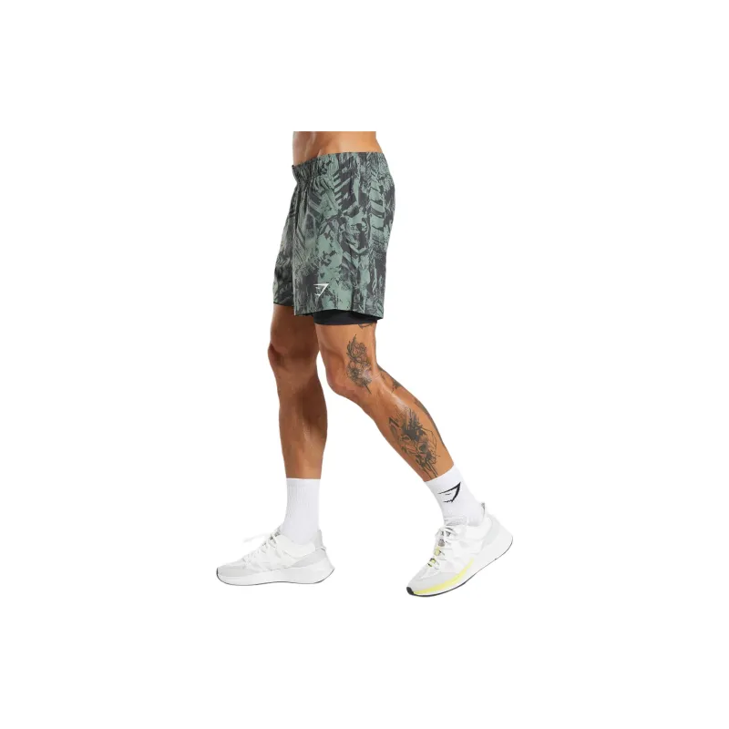 GYMSHARK SPORT 5' 2 IN 1 SHORTS Casual Shorts Men's Willow Green-1