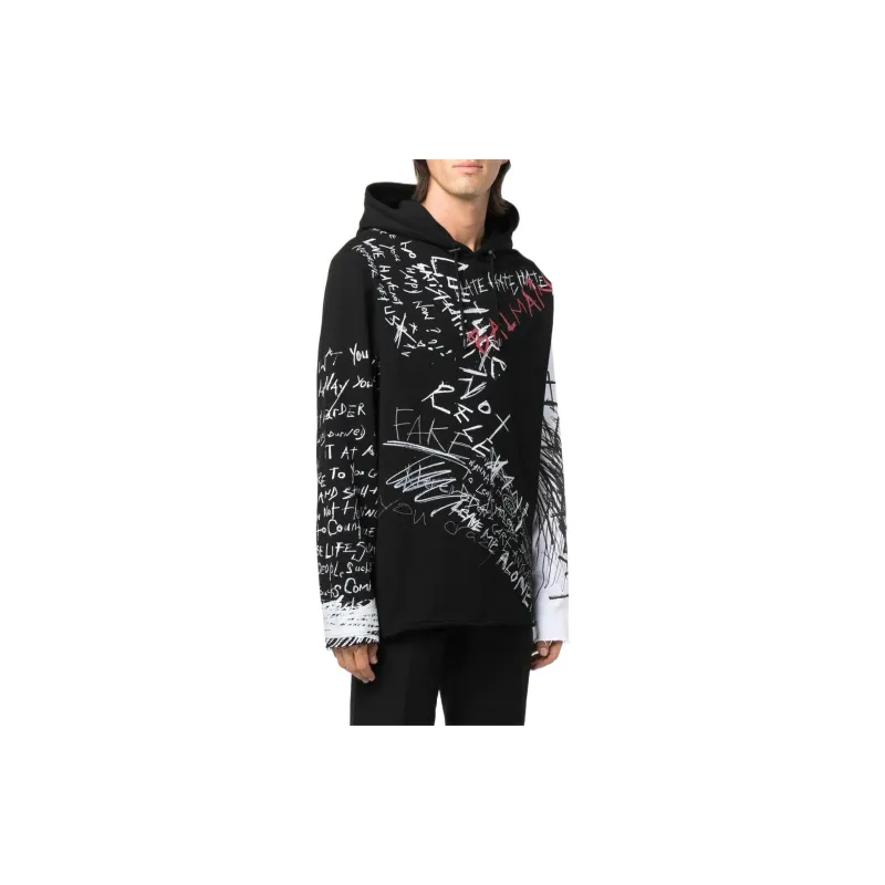BALMAIN Graffiti Print Pullover Hoodie-3