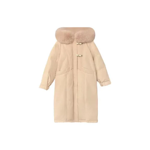 TIBINB Puffer Jackets Women's Milk Tea Beige