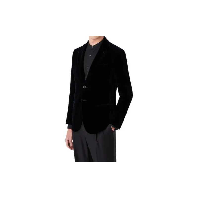 GIORGIO ARMANI Icon George Line Single breasted Stretch velvet Jacket-4