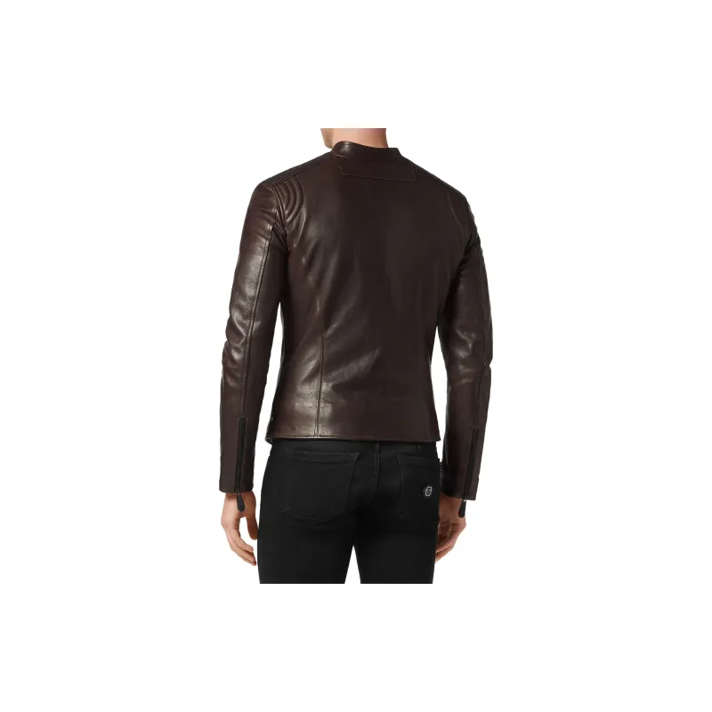 PHILIPP PLEIN Padded Leather Biker Jacket-2