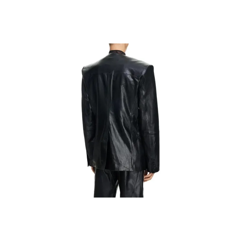 Mugler H&M Defined Waist Leather Blazer Mens-2