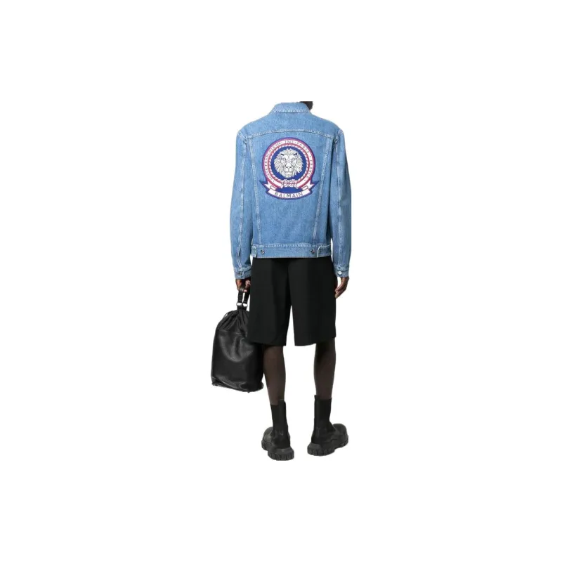 BALMAIN Logo Embroidered Denim Jacket-2