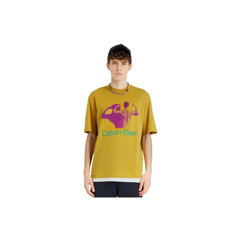 Calvin Klein Simple Series T Shirts Unisex Yellow-4