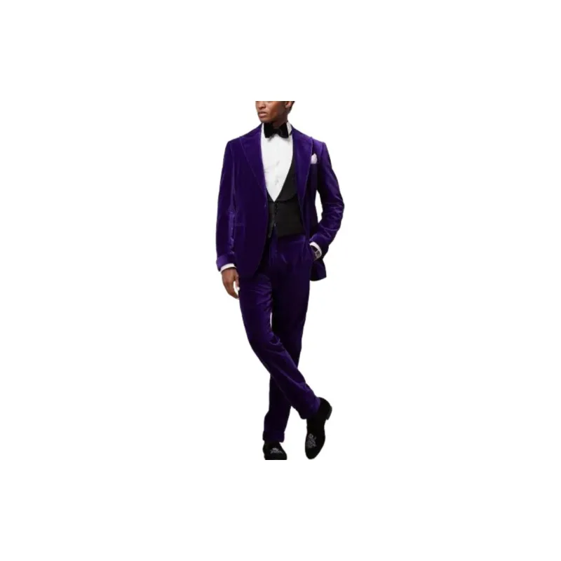 Polo Ralph Lauren Kent Hand-Tailored Velvet Jacket Business Suits Coats Men's Purple-1