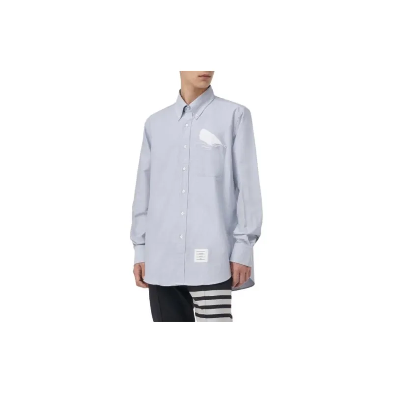 THOM BROWNE THOM BROWNE FW23 Early Autumn Collection Shirts Men Light Blue-2