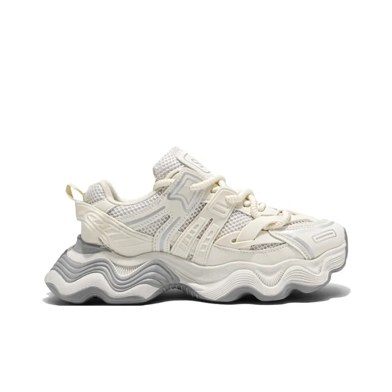 GNVA Paris Style Beige Trendy Shoes Fashion Hip Hop Style Trendy Shoes Breathable Low Top Chunky Sneakers Men's-1