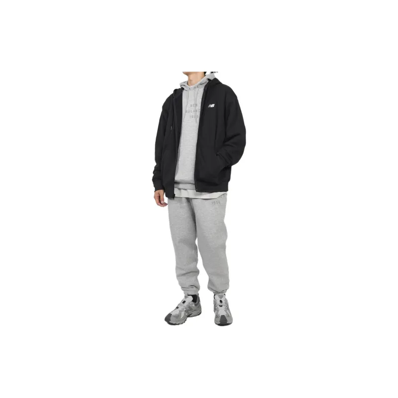 New Balance Logo Printed Zipped Drawstring Hoodie-2