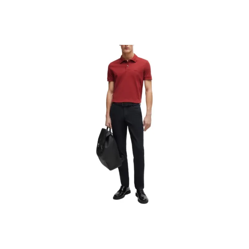 HUGO BOSS Cotton Piqué Jersey Polo Shirt With Logo Detail Polo Shirt Men's Red-1