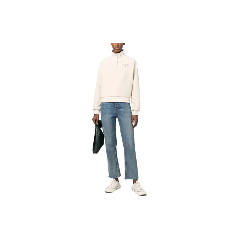 SPORTY & RICH Logo embroidered Half zip Jumper-2