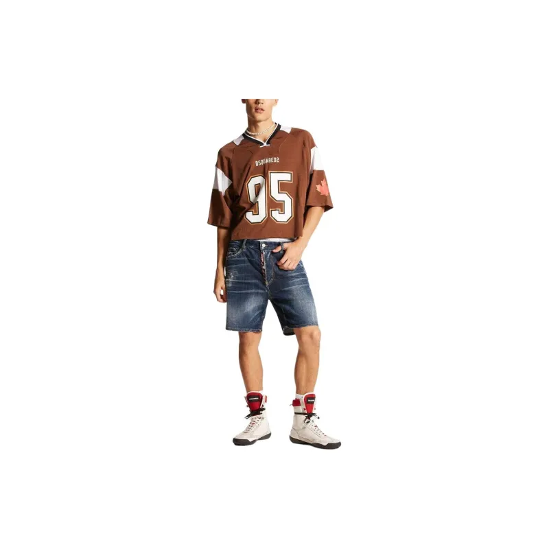 DSQUARED 2 Dark Easy Ripped Wash Marine Shorts-1