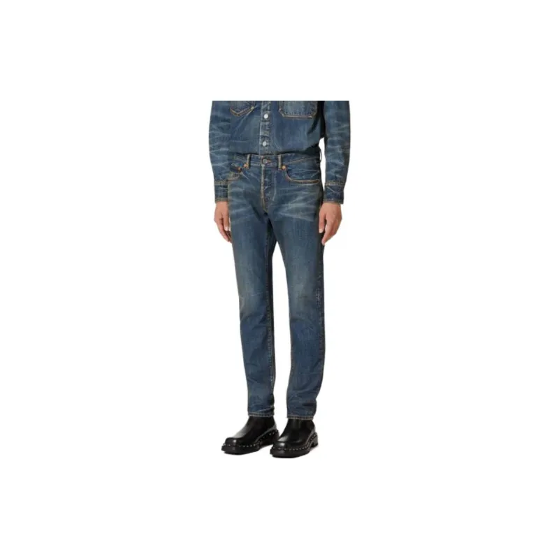 Valentino Logo Patch Mid Rise Jeans-2