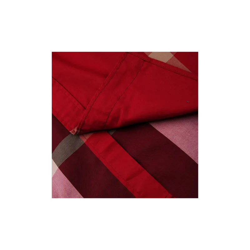 Burberry Men Color Block Check Shirt Red-5