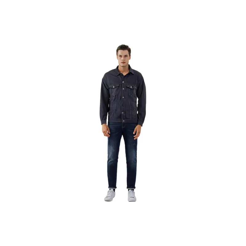 Balenciaga FW22 Denim Jacket Regular Fit Men's Black-4
