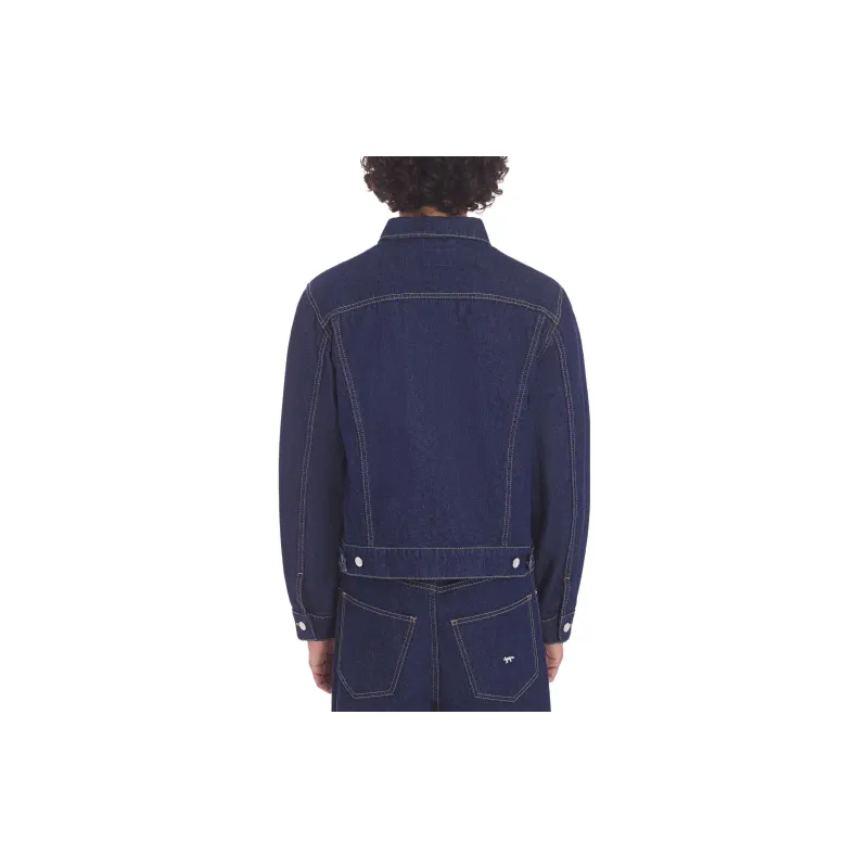 Maison Kitsune Logo embroidered Cotton Denim Jacket-3