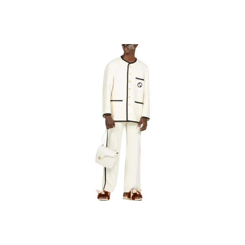 GUCCI Retro Logo Patch Straight Hem Trousers-2