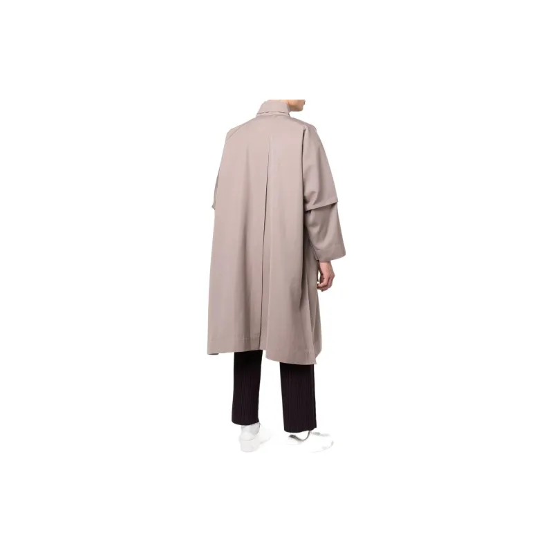 Homme Plissé Issey Miyake Trench Coats Men Brown-2
