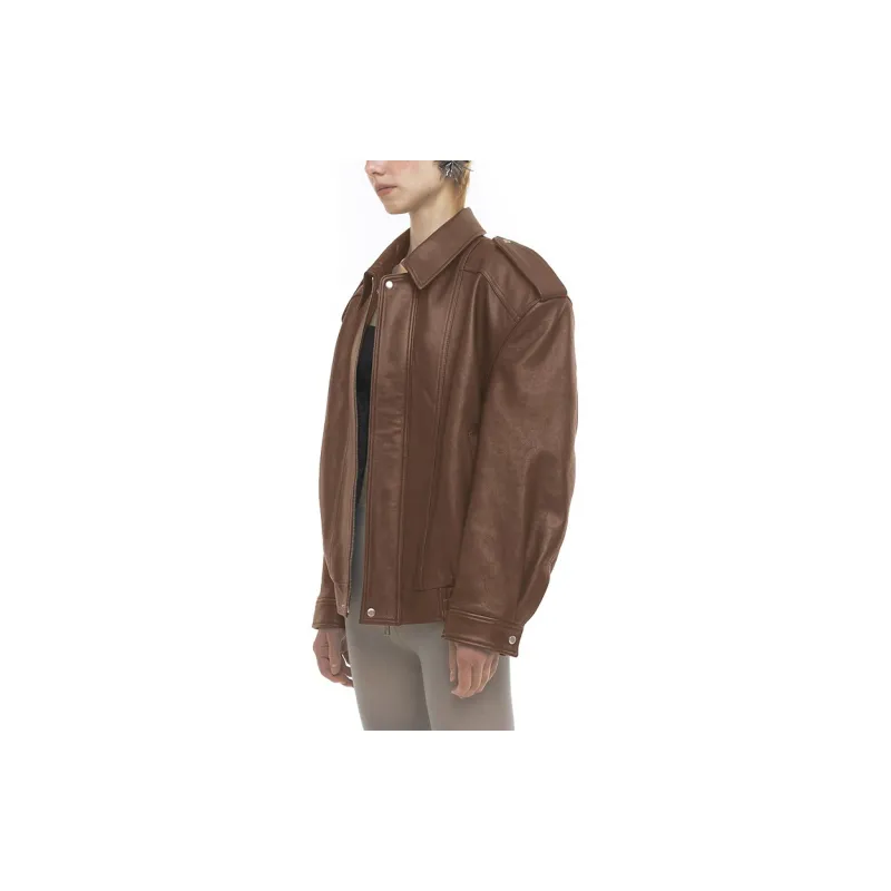 OSOI FW23 Leather Jacket Unisex Brown-5