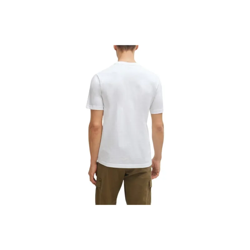 HUGO BOSS Cotton Jersey Regular Fit T Shirt With Seasonal Artwork T Shirt Men's White-3