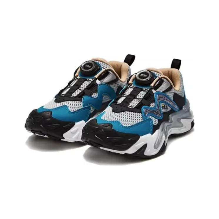 FILA KIDS Slip Resistant Cushioning Low Top Kids' Outdoor Shoes Gray Blue Teenagers-2