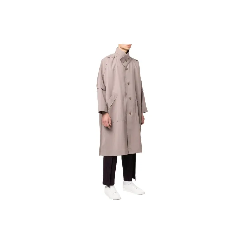 Homme Plissé Issey Miyake Trench Coats Men Brown-3